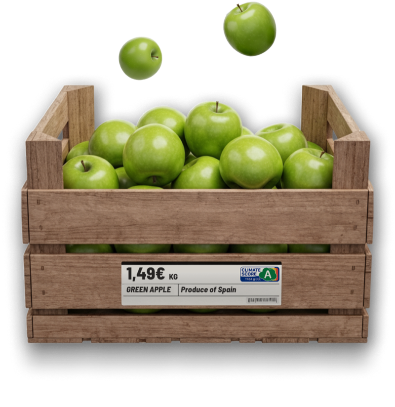 Green apples with Eaternity Score products